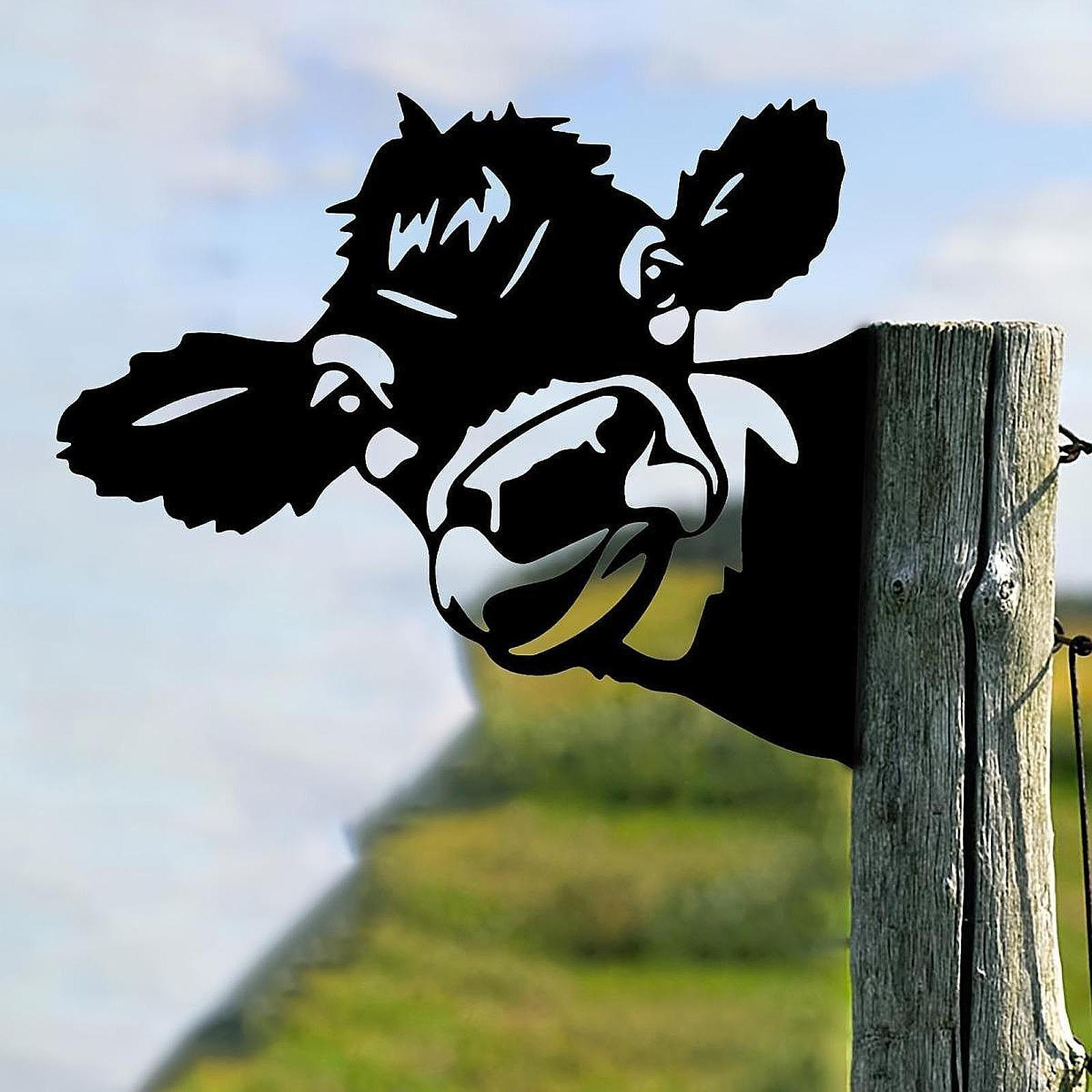 

2D Металлическое Искусство Голова Коровы Животное Двор Сад Украшение На Открытом Воздухе Ферма Новинка Декоративное