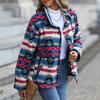 Womens Aztec Shacket Jacket Geometric Patterns Long Sleeve Button Down Fleece Short Coat for Home