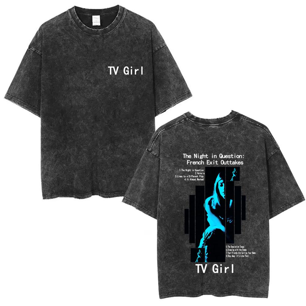 

Washed Vintage TV Girl Who Really Cares Album Graphic Tshirt Men Women Fashion Oversized T Shirts Unisex Casual Cotton Tshirts S