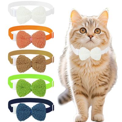 Cat Teddy Fleece Bow Collar Cute Dog Decorative Neck Ring Handmade Pet Autumn and Winter Plush Decoration