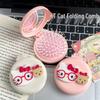 Cartoon KT Cat Folding Comb and Mirror - Portable Mini Air Cushion Massage Comb for Women's Hairstyling
