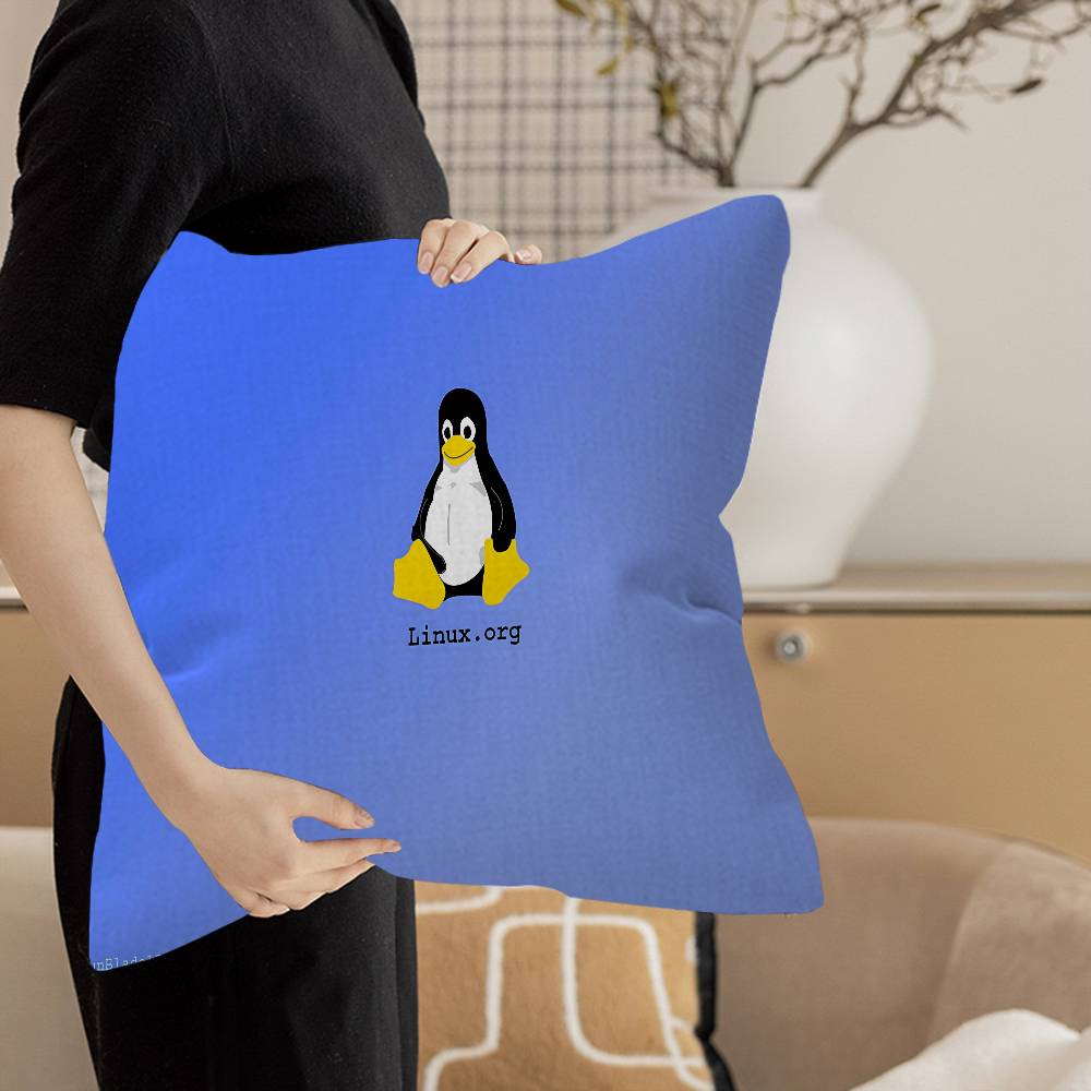 Linux Operating System Tux Penguin Anime Personalized picture text home decorative pillows Household Gifts 45x45cm