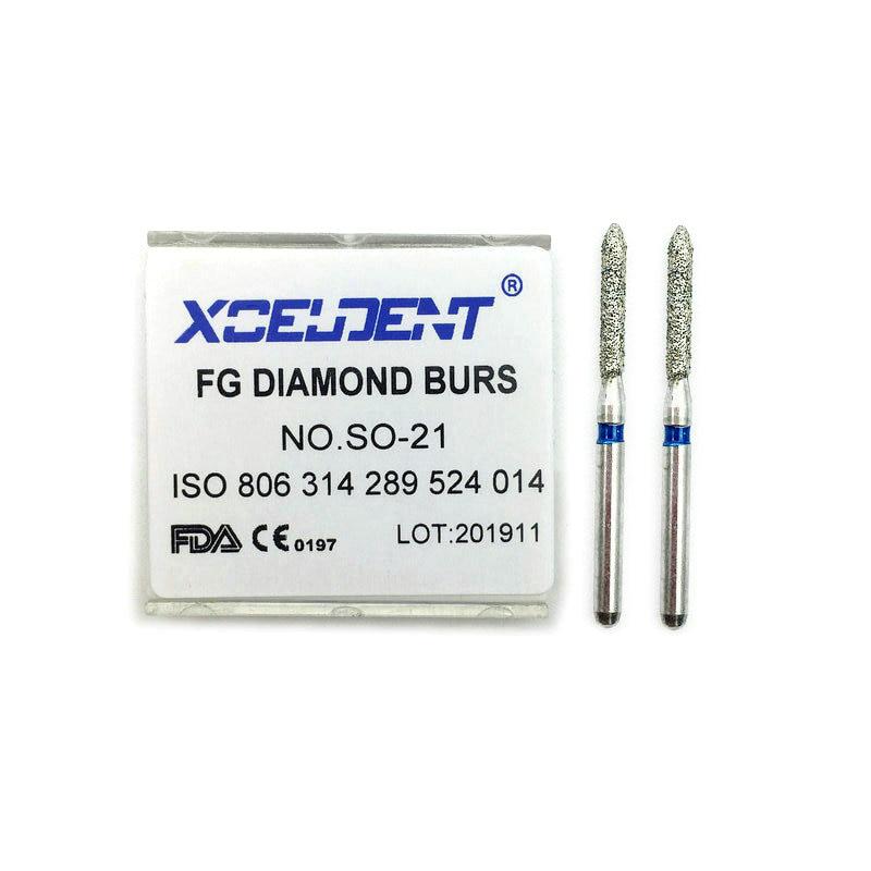 10ks/krabička SO-21 zubné diamantové frézy Vŕtačky zubné frézy Dia-vrtáky pre vysokorýchlostné násady Priemer rukoväte 1,6 mm Nástroje pre zubárov