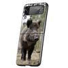 Luxury Phone Case For Samsung Galaxy Z Flip 3 4 5 6 Hard Black Folding PC For Samsung Z Flip3 Flip4 Flip5 Cover Animal Wild Boar