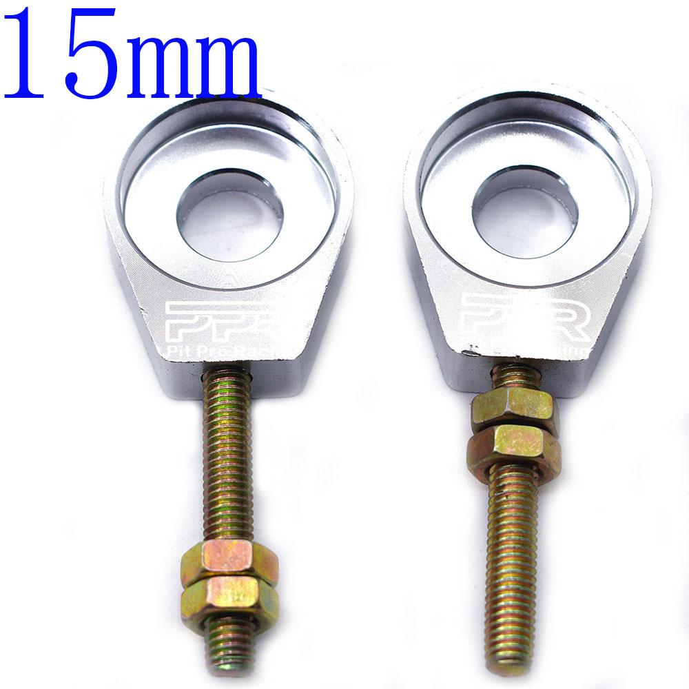 110cc 125cc 140cc Aluminum Chain Tensioner Adjuster Dirt Bike Pit ATV Motorcycle Scooter 12mm or 15mm Rear Wheel axle hole