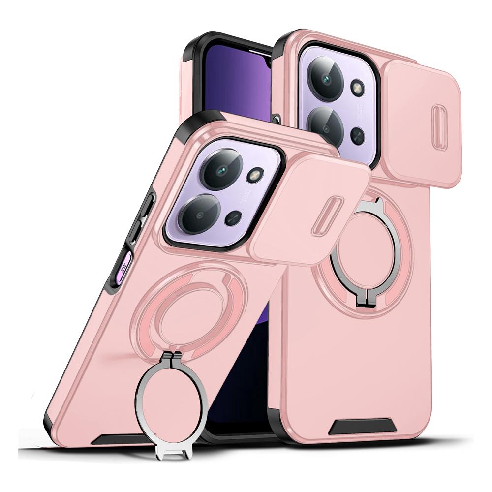 KEYSION 360° Ring Stand Phone Case for Redmi 15C 171 173mm Slide Camera Protection Magnetic Shockproof Cover for Xiaomi POCO C85