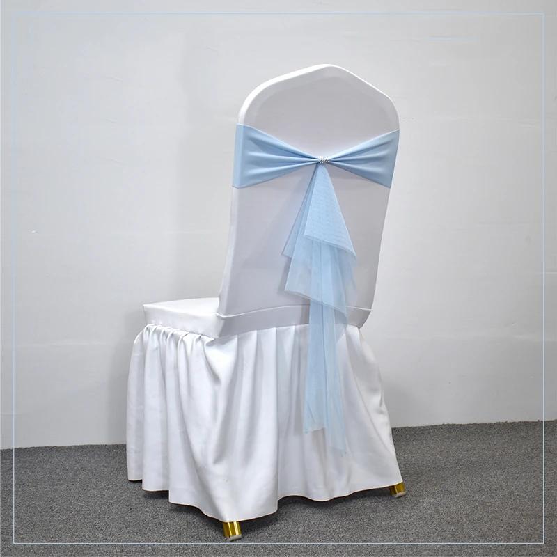 10/50 pièces Stretch Spandex Nœuds de Chaise avec Ruban Organza à Nouer Pour Banquet Fête Mariage Élastiques Écharpes de Chaise