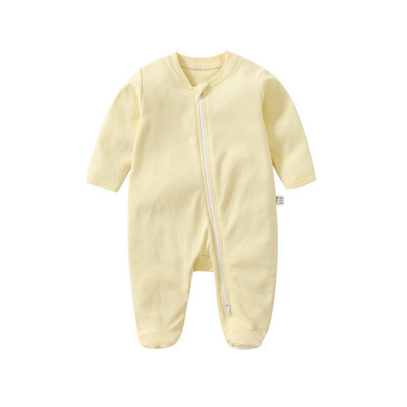 Category a Spring and Autumn Baby Romper with Double Zipper, Long-Sleeve Jumpsuit with Covered Hands and Feet