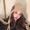 Korean Style Tassel Fashion Knitted Hat for Women in Autumn and Winter Handmade Pullover Lei Feng Hat Warm Ear Protection Retro Woolen Hat