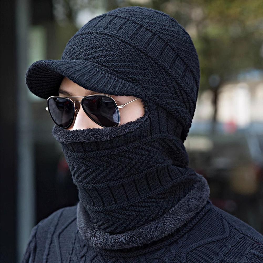 Winter Adult Women Casual Thick Warm Fleece Windproof Riding Beanie Cap Balaclava Hooded Neck Warmer Hats Cap Mask