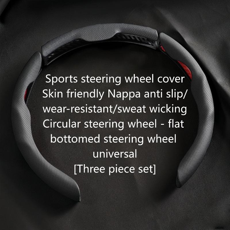 Napa Leather Steering Wheel Cover Anti-Slip & Sweat-Absorbing, All-Season Ergonomic Design, Wear-Resistant Car Wheel Protector