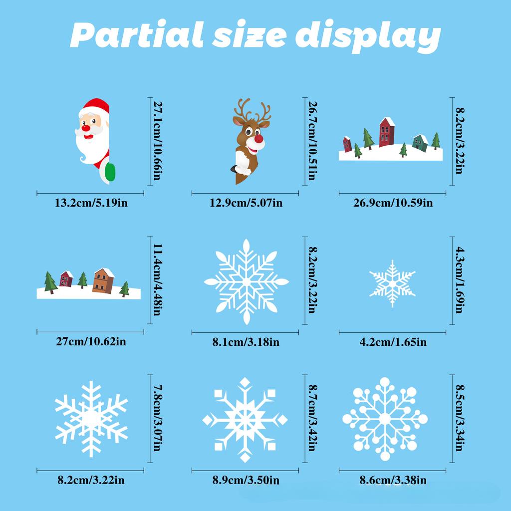 Christmas Stickers Santa Claus Elk Snowman White Snowflakes Christmas