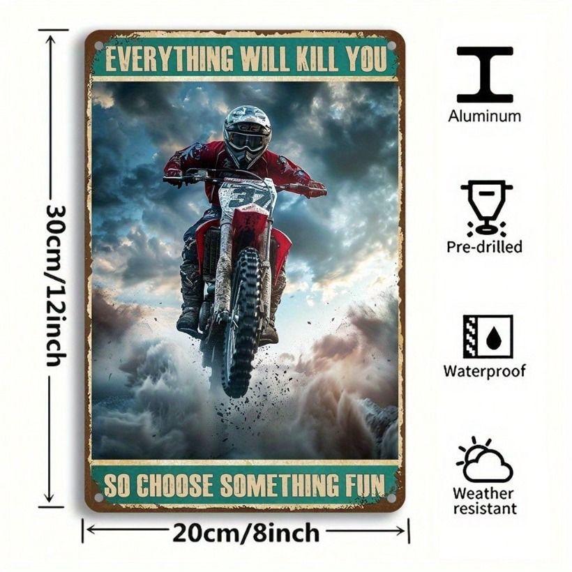 Vintage Metal Sign Moto Cross Biker Retro Wall Decor Garage Bar Poster
