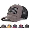 Unisex American Flag Embroidery Washed Baseball Net Caps Spring and Summer Outdoor Adjustable Casual Hats Sunscreen Hat