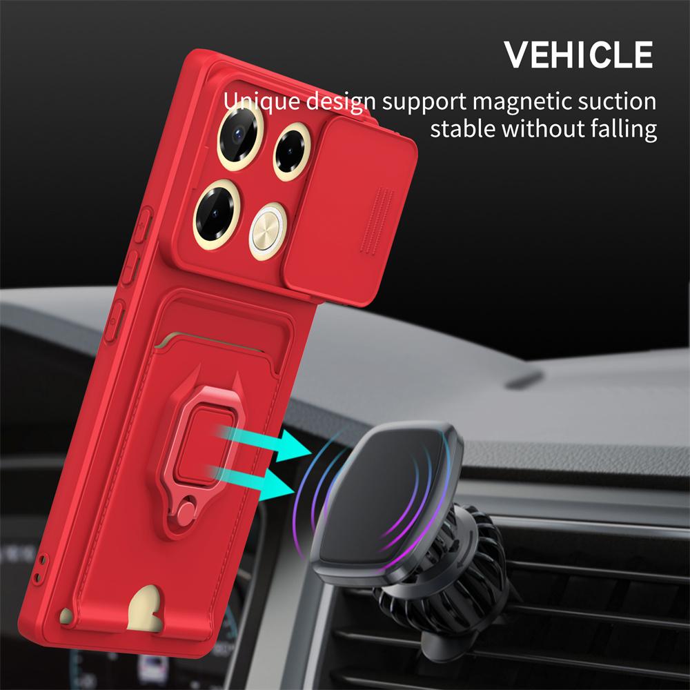 TPU Soft Wallet Case For Infinix Note 40 Pro Plus Pro+ Note40pro 5G Note40 4G Magnet Holder Ring Push Pull Camera Protect Fundas