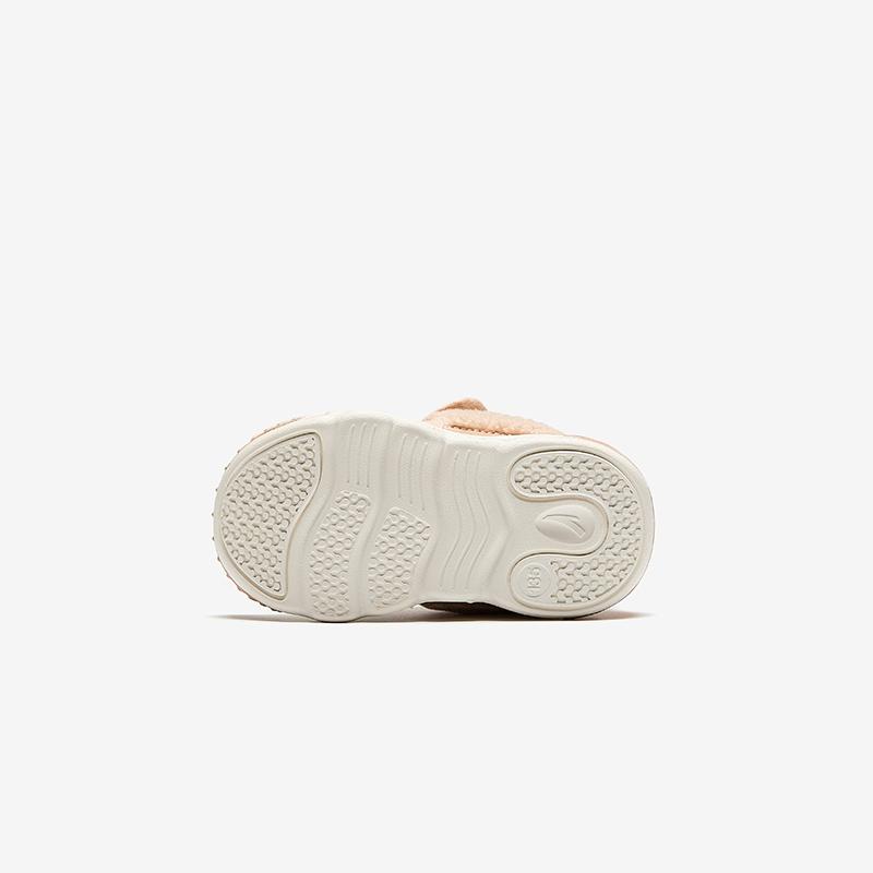 Anta Kids 5U Synthetic Leather Mesh Comfortable Versatile Anti-Kick Shock Absorption Low-Top Walking Shoes Baby Shoes White Brown A12440054-2