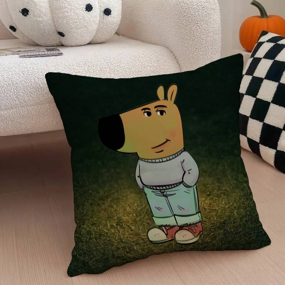 C-Chill Guy Pillow Case Anti-Dustmite Pillowcase Invisible Zipper Silky Short Plush Sofa Cushion Cover