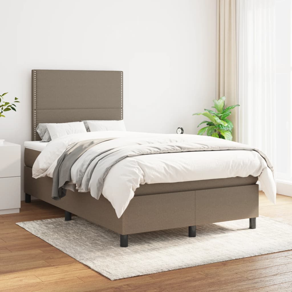 Vidaxl Letto Continentale Con Materasso, Taupe, 120X190 Cm, Tessuto