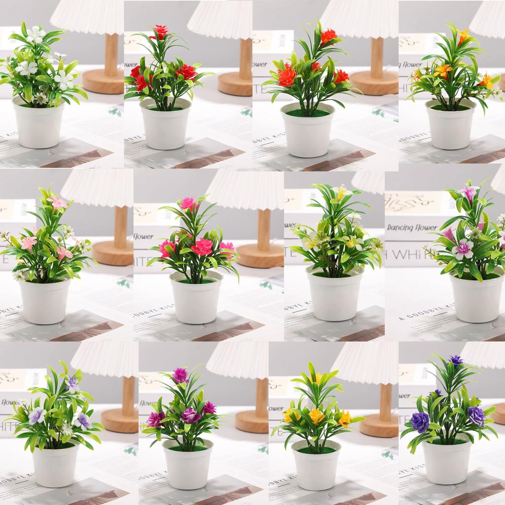 Artificial Potted Plant Decorative Tabletop Fake Flower Arrangement Indoor Home Office Desk Greenery Landscape Faux Botanical Ornament