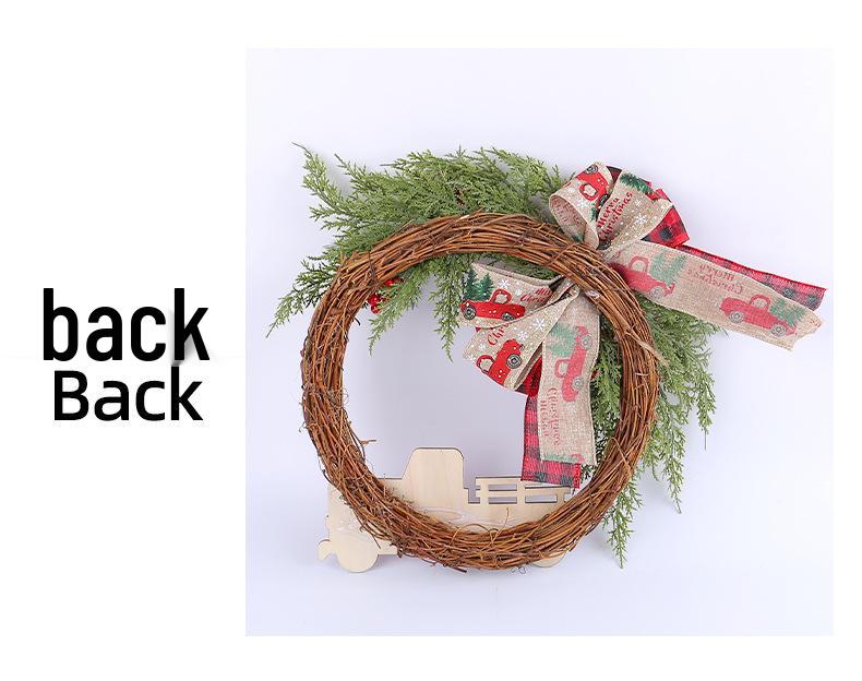 Jingchen Red Truck Christmas Door Hanger - Farmhouse Wreath Decoration