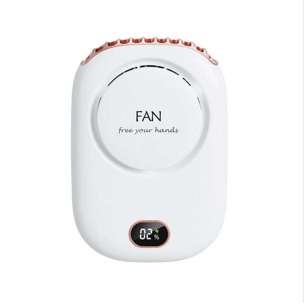 New Mini display neck fan Outdoor portable handheld creative usb charging small fan can stand on the desktop