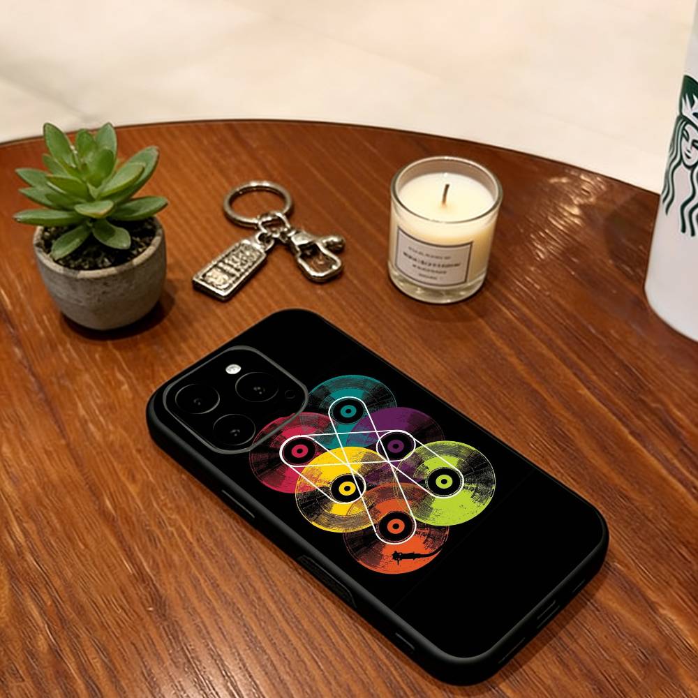 

Retro Vinyl Phone Case For iPhone 17, 16,15,14,13,12,11 Plus,Pro Max, Others Soft Black Cover iPhone15Pro
