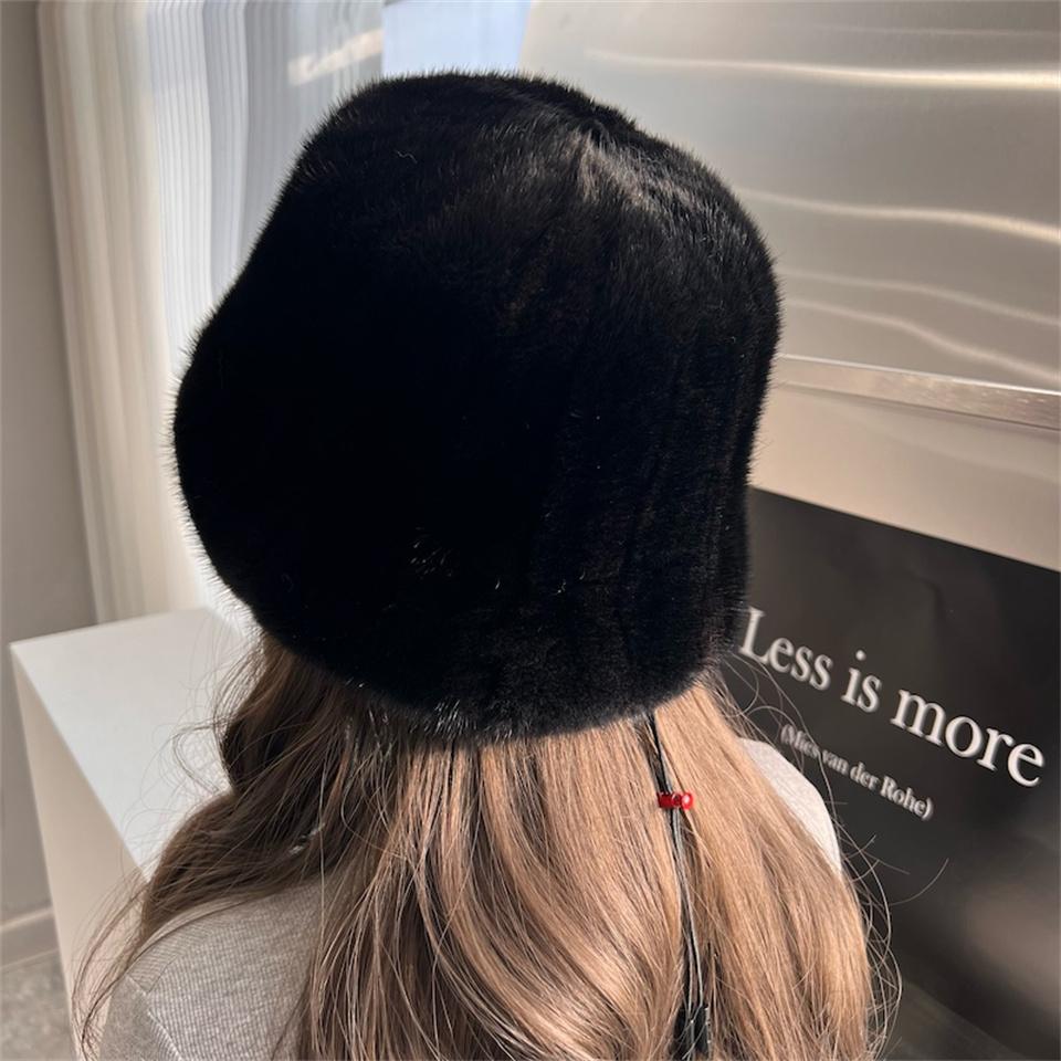 Winter Mink Fur Hat Designer Bucket Hats Soft Women Padded Hat Fashion Hat Outdoor Fisherman Hat For Women Natural Mink Fur Cap