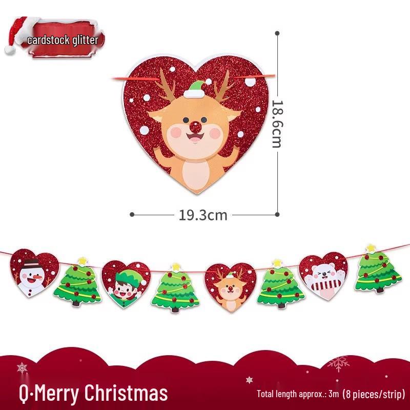 Christmas Tree Hanging Ornaments & Festive Decorations with Atmosphere Lights & Pull Flowers