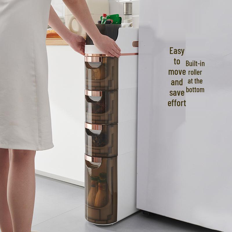 Bathroom Gap Drawer Storage Cabinet: Multi-layer Plastic, No Installation Needed.