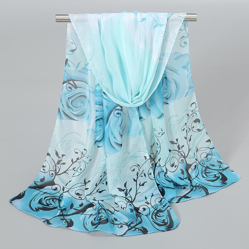 Indian Style New Chiffon Scarves Women Breathable Thin Simulation Silk Scarf Ladies Shawl And Wraps Women Printing Hijab Stole