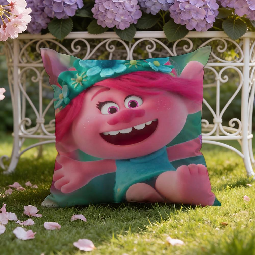 Anime T-TrollsS Cartoon Cushion Cover Home & Car Dual-Scene Pillow Cover: Reversible for Premium Comfort