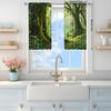 2-Panels Green Primitive Forest Nature Printed Curtains   Shade and Privacy Protection   Suitable for Decorating Various Rooms