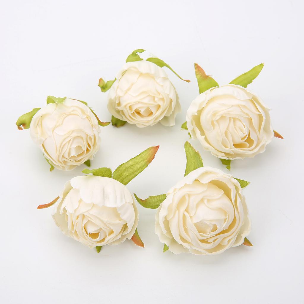 5/10Pcs 4cm Artificial Silk Tea Buds Roses Heads for Wedding DIY Wreath Scrapbook Fake Flowers Wall Decorations Home Room Decor