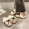 Comfortable home cotton slippers women's bow fluffy slippers wear autumn and winter new thick bottom versatile