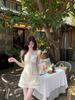 Practice, first love white dress, white suspender skirt with ruffle edge, short feminine French temperament fairy skirt