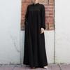 2024 Green Stand-up Collar Pocket Cardigan Dress for Muslim Women - Middle Eastern Arabic Style