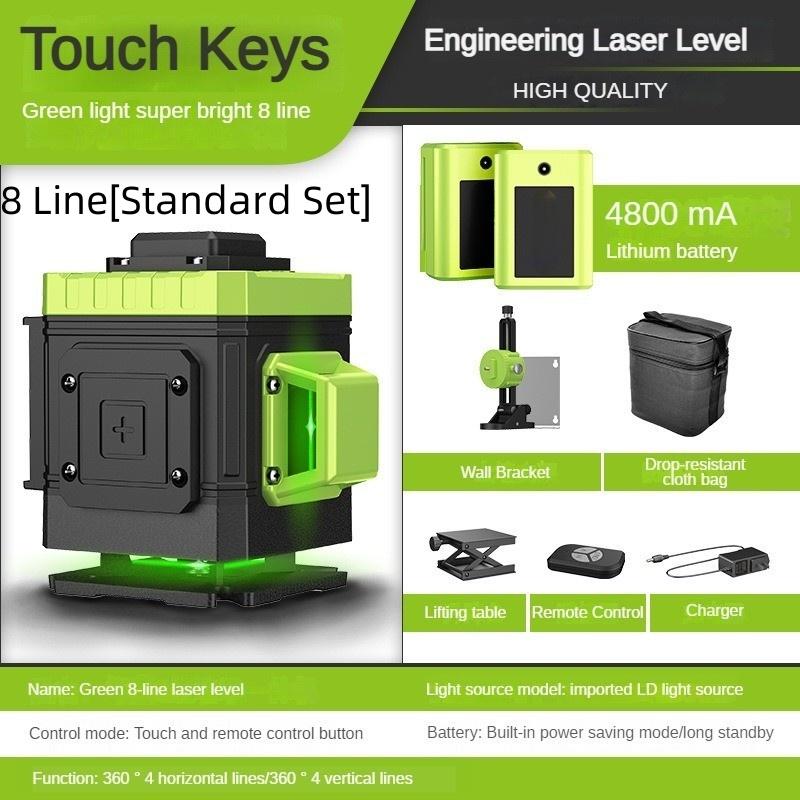 Nível a Laser Novo de 8/12/16 Linhas Portátil Autonivelante Projetor de Luz Verde Linhas Cruzadas Horizontais e Verticais 360° Ferramentas de Medição