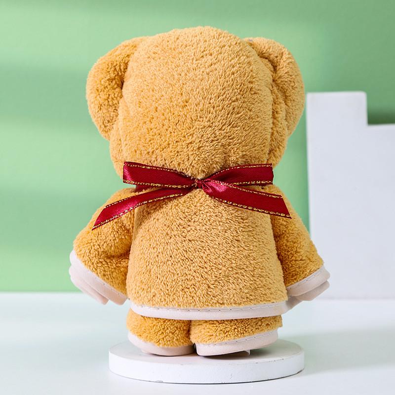 Coral Fleece Bear Towels Gift Set With Plush Hand Towels For Weddings And Birthdays