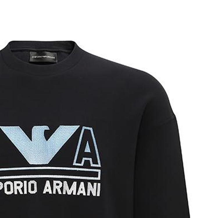 Emporio Armani Ss23 Logo Print Pullover Sweatshirt Men Sweatshirt Black 3R1MBT-1JHSZ-09K4