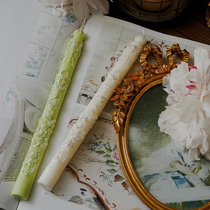 1PC Embossed Scented Candles Home Decoration Long Rod Candles Restauarant Long Candle Romantic 5 Colors