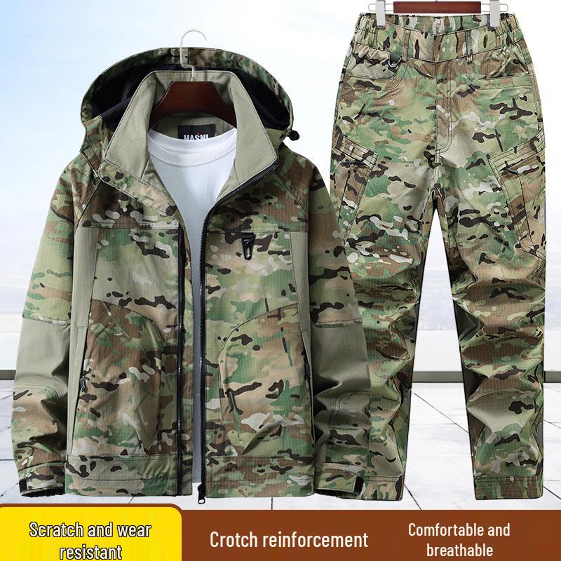 Unisex Wear-Resistant Camouflage Suit: Spring/Autumn Workwear Jacket, Plus Size, Lined for Labor Protection and Mountaineering