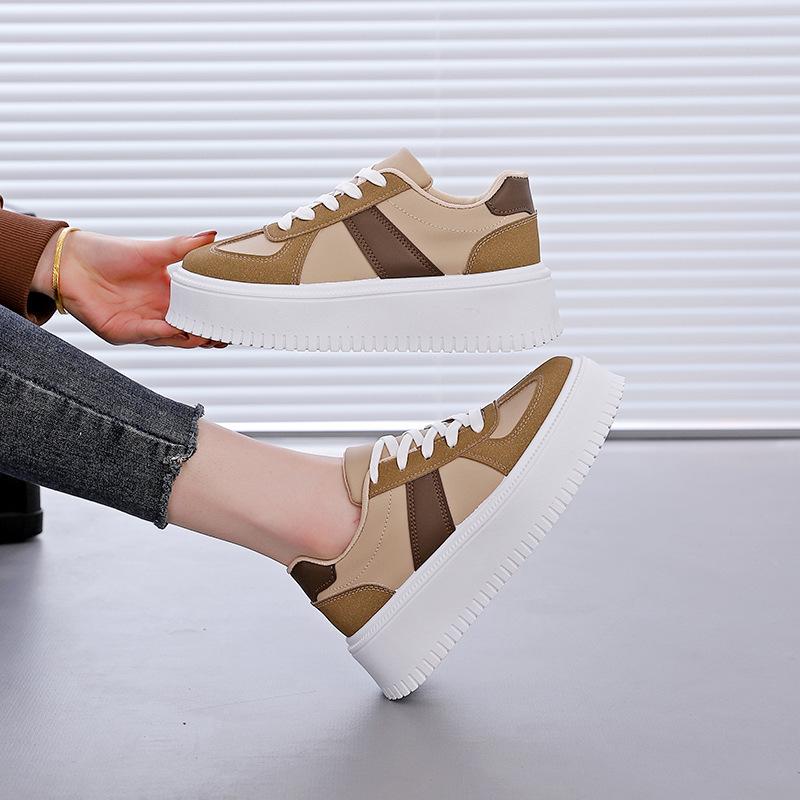 Spring Heightening Thick Baseplate Shoes Women's Color Matching Versatile Simple Casual Shoes Niche Design Sense Thick Sole