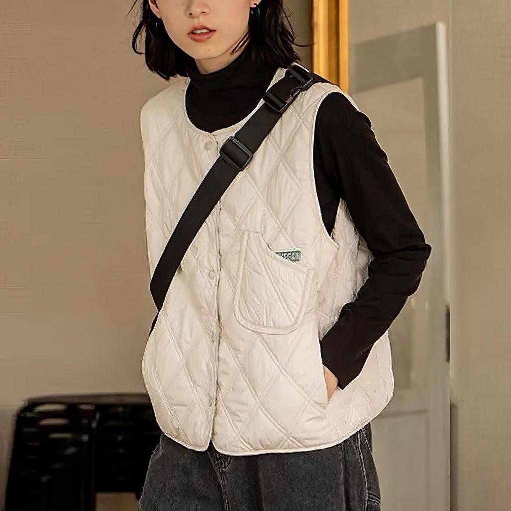 Chaleco Acolchado a Cuadros Diamante de Moda para Mujer Chaqueta Acolchada de Algodón