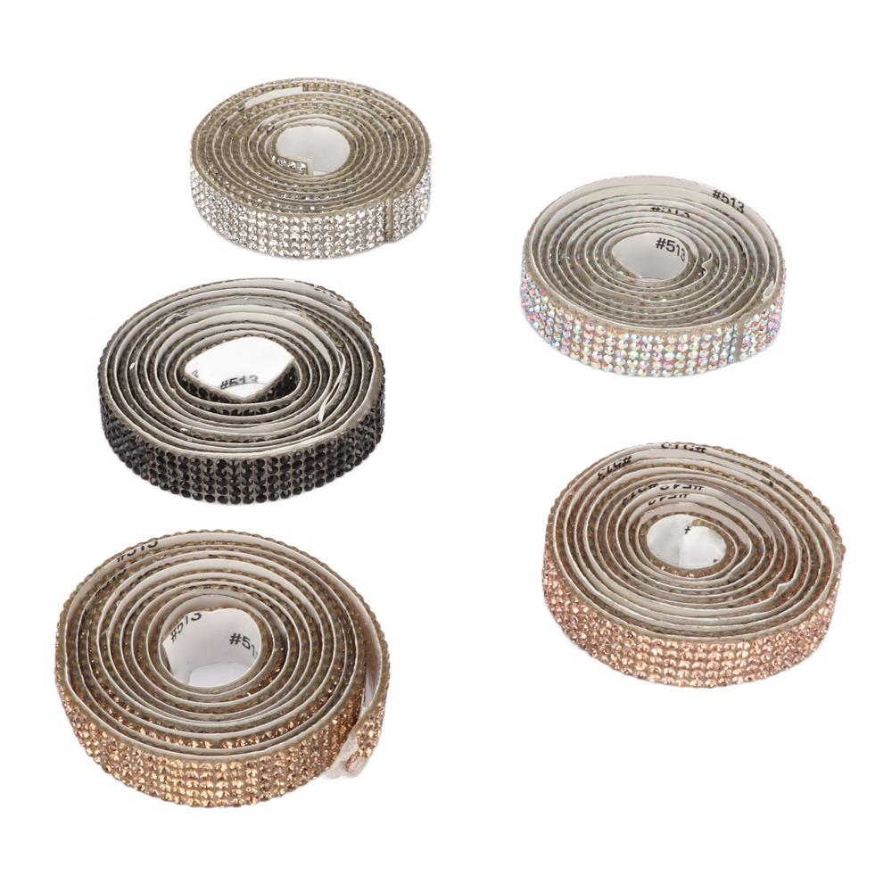 5pcs 1cm Width Self Adhesive Rhinestone Strips 5 Yards Total Crystal Ribbon Sticker  For Crafts