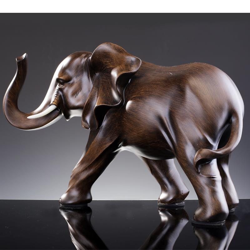 Statua Elefante Finto Legno Resina Artigianato Scultura Animale Decorazione Scrivania Ornamenti Arredamento Soggiorno Decorazioni Casa Moderno