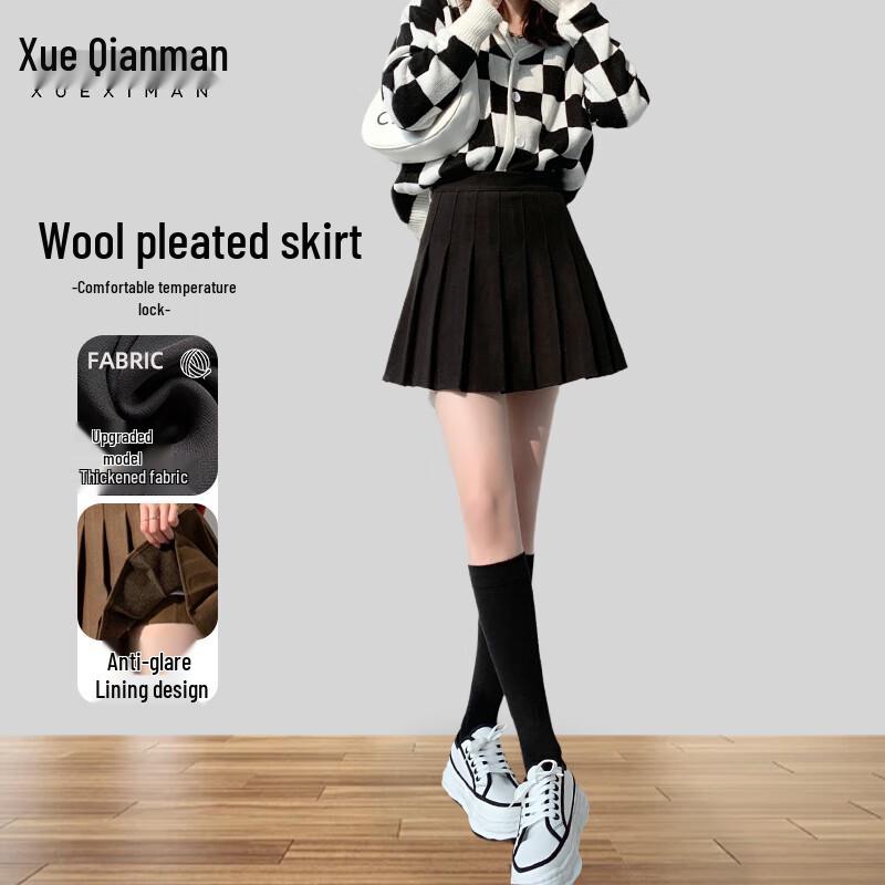 Xue Qiman Women s High-Waist Pleated A-Line Skirt M