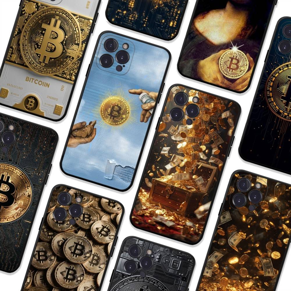 Bitcoin Retro Logo Phone Case For IPhone 17 16 15 14 13 12 11 Pro Max Plus Mini Silicone Black Cover