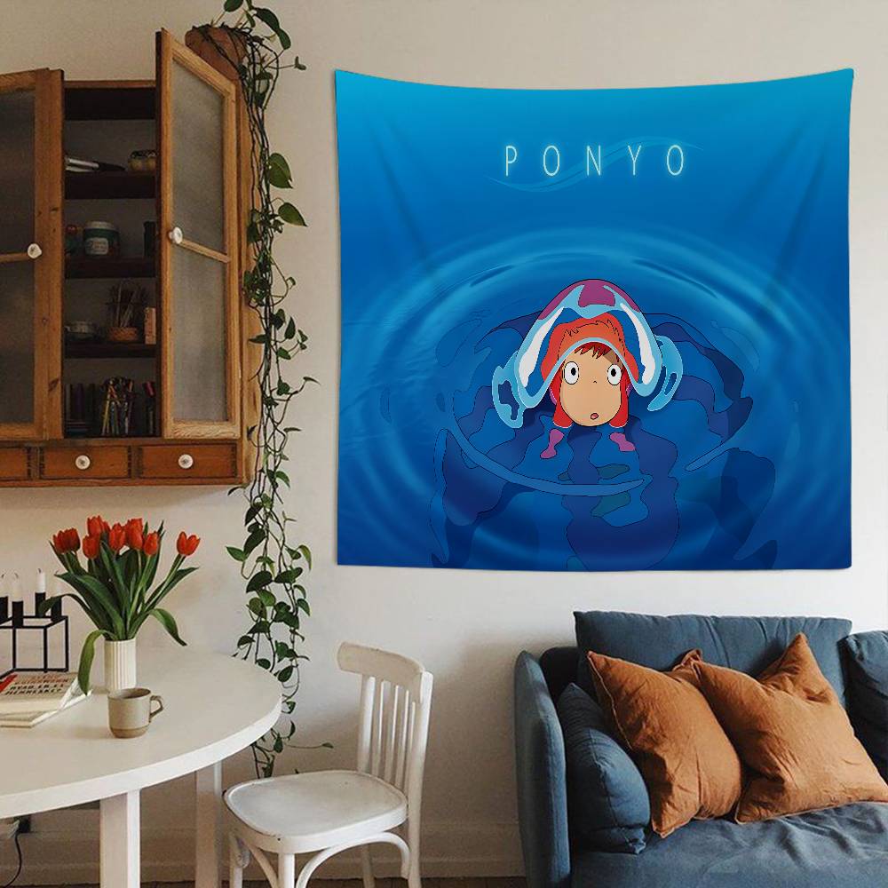Cyte PPonyo Anime On The Cliffes Hanging Bohemian Tapestry Japanese Wall Tapestry Anime Kawaii Room Decor 74x94cm(29x37in)