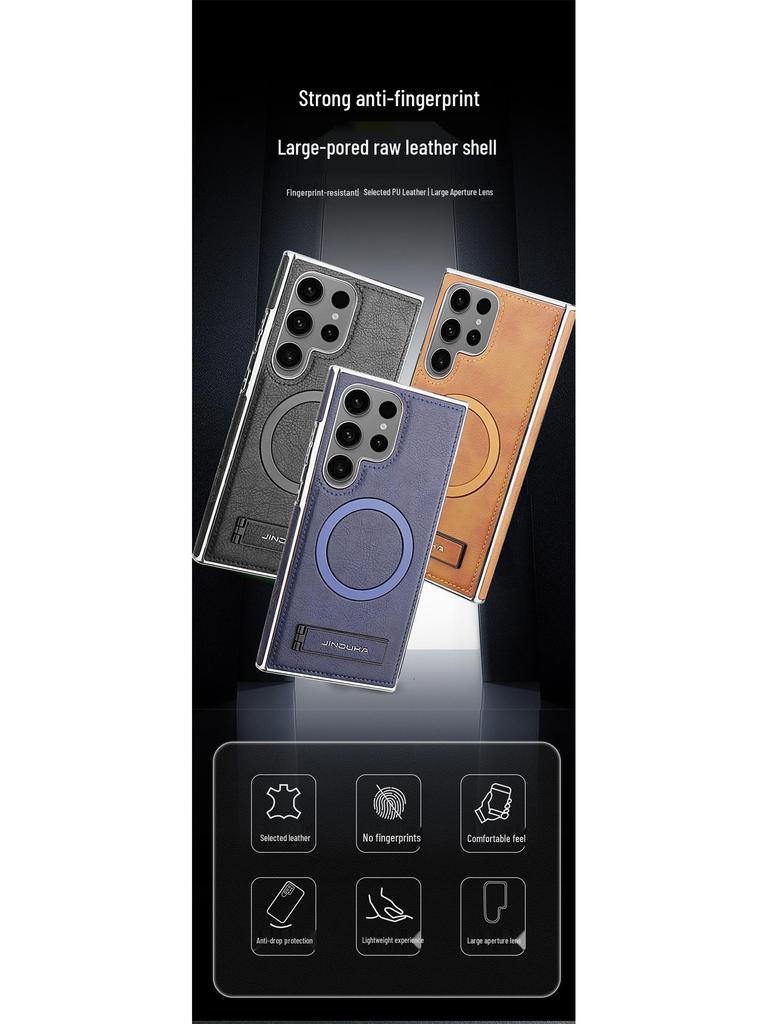 Samsung S25 Ultra Magnetic Leather Phone Case with Stand and Full Drop-Proof Coverage