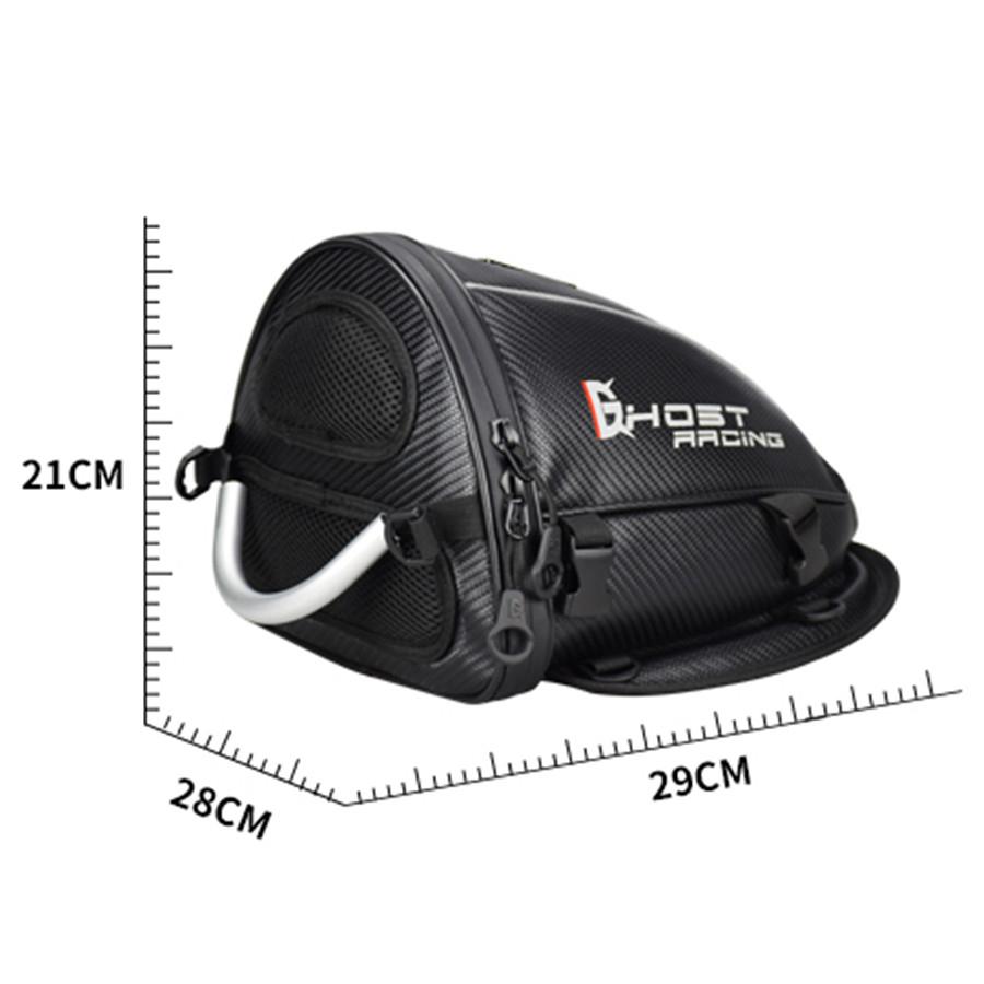 Motorcycle PU Leather Rear Seat Tail Bag Tool Bag Waterproof Carbon Fiber Color
